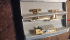 Vintage Stunning Cufflinks   Tie Clip Set Piper Navajo Airplane   Gold Filled