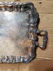 Vintage Ornate Rococo Silver Plate Footed Serving Tray W  Handles