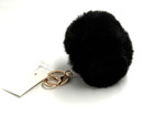 Black Pompon Purse Charm Keychain Key Fob Fluffy Plush Ball Key Ring Pom-pom Nwt
