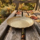 Brass Platter Tray  Floral Engraved Round Serving Plate With Scalloped Rim