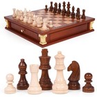 Magnetic Wooden Chess Set - 15  Solid Wood Board  Tournament Size  3  King  Extr