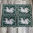 Vintage Set Of 4 Woven Easter Placemats Bunnies Flowers Bee Butterfly Spring