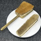 Vintage Hair Brush Set Floral Embroidered Gold Tone Vanity Made In England As-is
