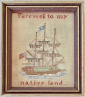Victorian Paper Punch Motto Sampler Ship Farewell To My Native Land Ship W flags