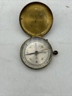 Vintage Brass Pocket Compass Made In France With Leather Case