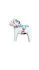 Nils Olsson Swedish Dala Horse 4  White Hand Painted Wood Folk Art Sweden
