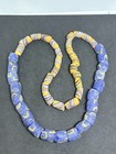 Vintage African Trade Beads Blue Yellow Venetian Glass Millefiori Necklace 26 