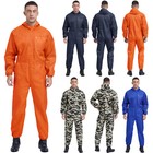 Men Zipper Up Coverall Auto Overalls Full Body Loose Work Wear Protective Outfit