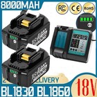 2pack For Makita 18 Volt 8 0ah Lxt Li-ion Battery Bl1860b Bl1830 Bl1840  charger