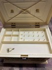 Vintage Max Klein Cream Plastic Sewing Box Storage Container Mcm Ornate Case