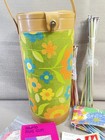 Vintage Knitting Needle Case Canister Tote Mcm Flower Power Mod 1970s W Notions