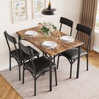       5 Piece Dining Set Kitchen Table And Chairs 4 Upholstered Chairs Metal And Woo