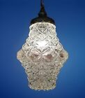 Vtg antique 1970 s Retro Mcm Hollywood Regency Diamond Cut Glass Light Fixture 