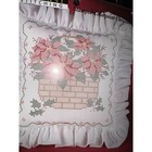 1993 Bucilla Colorpoint Paintstitching Christmas Poinsettias Basket Pillow New