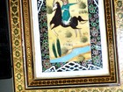 Vintage Persian Khatam Micro Mosaic Inlaid Frame Warriors Horses Moving Battle