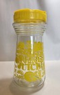 Vintage Glass Juice Bottle Yellow Lid Retro Citrus Print Kitchen Decor 1970s Sty