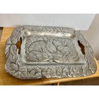 Arthur Court Aluminum Bunny Rabbit Tray 17 Rabbits 3d Design 17 X 13 Rectangular