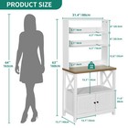 Kitchen Bakers Rack Microwave Stand Organizer W power Outlet Storage Shelf White