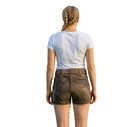 Ladies  Traditional Leather Pants Short Leather Pants Real Leather Antique Brown With Belt Size 42