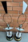 Pair Vintage 1950s Acrylic Lucite Lamps Mid Century Mcm Modern Lighting Moss