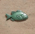 Vintage Silver Tone Yellow Perch Fish Fisherman Hat Vest Jacket Lapel Pin