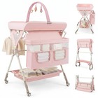 Portable Baby Changing Table With Wheels  Foldable Diaper Changing Station Wi   