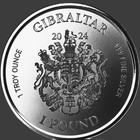 2024 Lady Justice  1 Troy Oz  Silver Round 999 Gibraltar  1  Pound Coin   Bu-unc