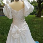 Vtg Demetrios Wedding Gown Bridal Puff Sleeve Lacebeadedsequined Longtrain Sz12