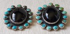 Vintage Federico Jimenez Earrings Southwestern Sterling Silver Turquoise Onyx