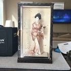 Vintage Japanese Geisha Doll In Glass Case Kimono Traditional Display Art