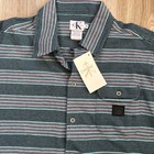 Calvin Klein Boys Medium Blue Long Sleeve Vtg Button Striped Cotton Shirt Nwt