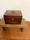 Vintage Chinese Tea Caddy Box  2 Compartments  Lined In Silk Like Fabric  6x4x4