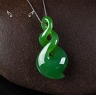 Chinese Hand-carved Spiral Jade Pendant Natural Bright Green Jade Necklace