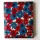 Vintage 1970s Japan Flower Power Satin Photo Album Scrapbook Red Blue 9 5x11 75