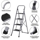 4 Step Ladder With Convenient Handgrip Anti-slip Sturdy   Wide Pedal 330lbs Gray
