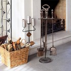 5pc Cast Iron Fireplace Tools Set  Heavy-duty Large Fire Tool Set  Rustic Bro   
