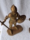 Vintage  Pair Of Brass Medieval Knights Bookends doorstops Armor King Arthur