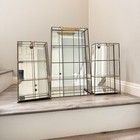 Vintage Egyptian Mirrored Glass   Brass Display Set Gold Tone Set Of 3