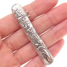 925 Sterling Silver Vintage Floral Repousse Oxidized Needle Case