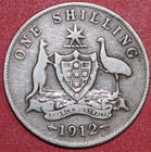 Australia 1912  Shilling National Arms  King George V  Silver-foreign Coin 24mm