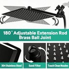 Rain Shower Head System Black 11  High Pressure Handheld Adjustable Arm Set