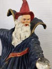 Fantasy Wizard Holding Crystal Ball Resin Figurine 8  Tall Retired Vintage 