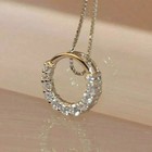 2ct Round Cut Lab Created Diamond Women s Circle Pendant 14k Yellow Gold Plated