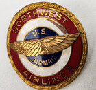 Vintage Northwest Airlines 1950 s Captain Pilot Cap Hat Badge Leaven Us Air Mail