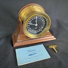 1975-1979 Chelsea Ships Bell Clock  Rare Black 24hr Face  W  Key   Stand  805734
