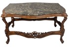 Vintage French Louis Xv Style Marble Top Coffee   End Table Set Hand Carved Wood
