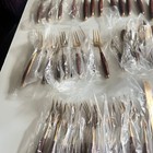 Vtg  Thai Brass   Wood Handle Flatware  Set 146 Pc 102 Unused Mcm Service For 12