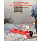 Snow Shovel With Wheels 37 8  Plastic Snow Removal Pusher Snow Plow For Driveway