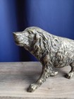 Vintage Primitive Cast Dog Wall Hanger Shelf Decor Brass   