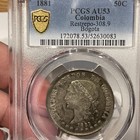 Colombia 1881 50 Centavos Restrepo 308 9 Bogota Pcgs Au53 Scarce